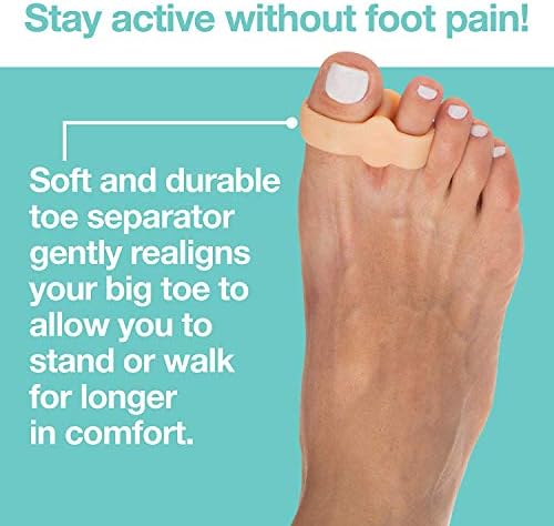 ZenToes Toe Spacers Bunion Corrector for Women and Men, Big Toe Straightener, Double Loop Gel Splint Separator for Correct Alignment of Overlapping Toes (Beige)