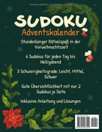 Sudoku Adventskalender: Rätsel Adventskalender für Erwachsene mit 144 Sudokus von Leicht - Schwer (German Edition)