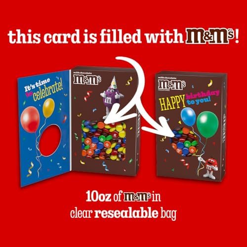 M&M'S Milk Chocolate Candy Happy Birthday Card and Gift Box All in One Birthday Present for All Ages, 10 Oz Box