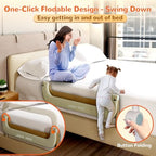 Bed Guard Rail for Toddlers - 32" Adjustable Heights & Folding up Portable Bed Railing for Baby - Toddler Bed Rails Guard for Crib, Twin, Bunk,Full Size, Queen & King Bed