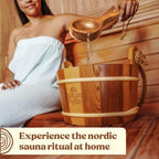Red Cedar Sauna Bucket and Ladle Set 4L (1 Gallon) - Natural Rope Handle - Premium Red Cedar Wood - Natural Aroma - Elegant Gift-Ready Packaging