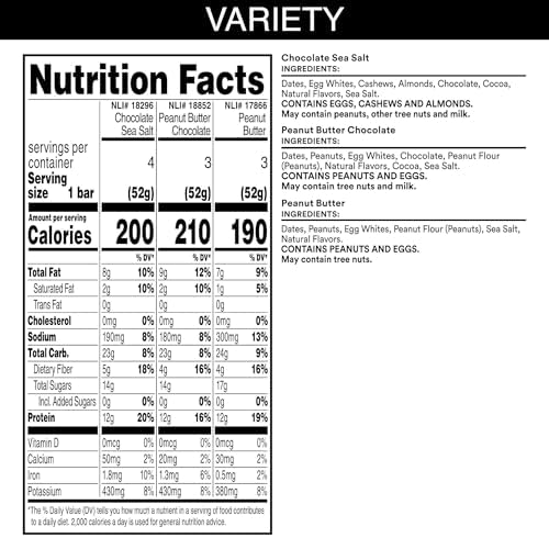 RXBAR Protein Bars, Protein Snack, Snack Bars, Variety Pack, 18.3oz Box (10 Count)