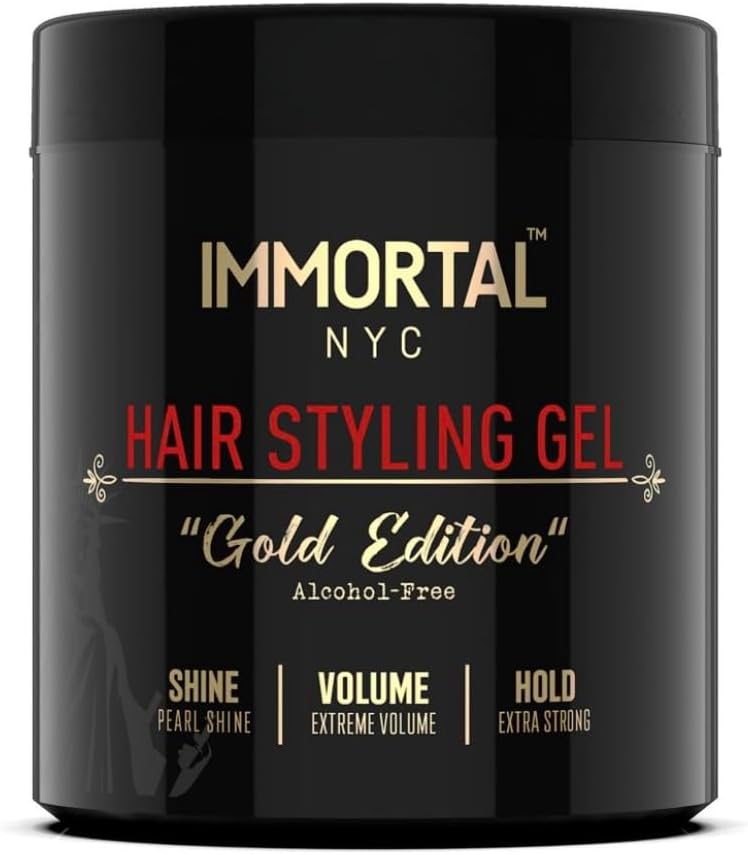 Immortal NYC Infuse Mega Fixation Hair Styling Gel 500ml - Ultimate Control, Extreme Volume, Long-Lasting Hold with Argan Oil (500 mL, Gold Edition)