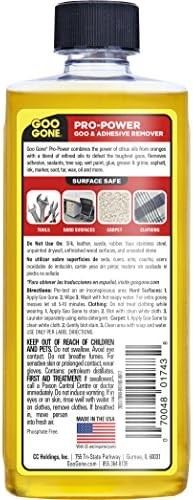 Goo Gone Pro Power Adhesive Remover - 8 Ounce - Use on Silicone, Caulk, Contractor's Adhesive, Tar, Adhesive, Grease, Gum, Decals