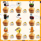 SANNIX 72 Pcs Halloween Cupcake Toppers Food Picks Pumpkin Bat Ghost Toothpicks for Halloween Decorations Birthday Party Decor Supplies Cake Food Appetizer Decor