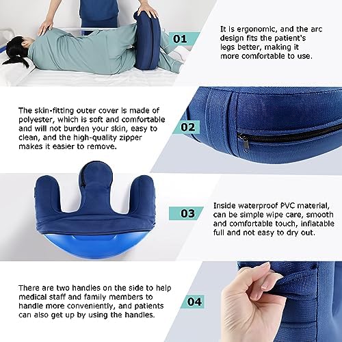 YHK Inflatable Turning Device, Bedridden Turnover Pillow, Prevent Muscle Atrophy with Polyester Removable Pillowcase U-Shaped Multifunctional Turning Pillow, Bedridden Nursing Supplies(Dark Blue)