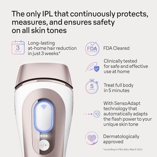 Braun Smart IPL, Skin i·Expert Pro 7, VOGUE's Best Hair Removal Device, IPL Hair Removal for Women and Men, Permanent Laser Hair Reduction At-Home, World's 1st Smart App, 4 Heads, IPL7387