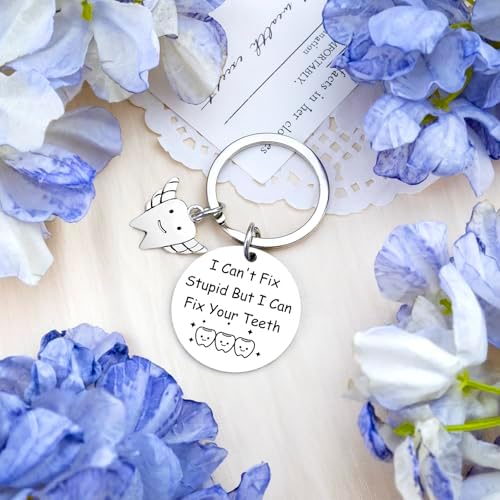 Dental Assistant Accessories Keychains Cute Dentist Gifts Funny Dental Hygienist Gifts for Men Women Orthodontist Dental Student Birthday Graduation Nurse Day Dentist Day Thanksgiving Gift Keyring