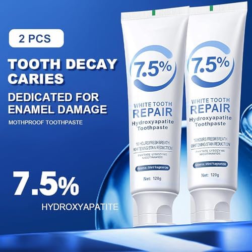 7.5% Hydroxyapatite Toothpaste for Enamel Protection, Fluoride-Free Formula with Gentle Mint, for Sensitive Teeth, Daily Protection, Long-Lasting Fresh Breath, 4.23 Oz (2)