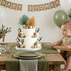 38 PCS Balls Cake Toppers Palm Leaves Cake Decorations for Birthday Wedding Baby Shower Party Supplies Mother's Day （Sage Green）