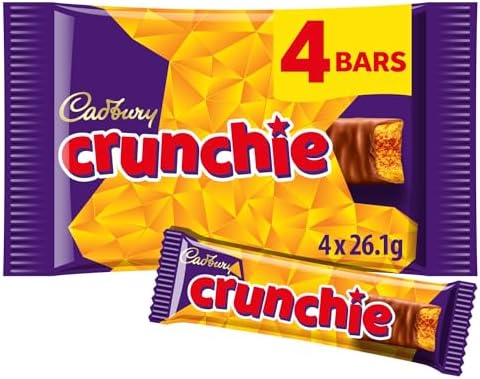 Original Cadbury Crunchie Chocolate Bar Pack, Candy Imported From The UK England The Best Of British Honey Comb Coated In Chocolate Crunchie Bar