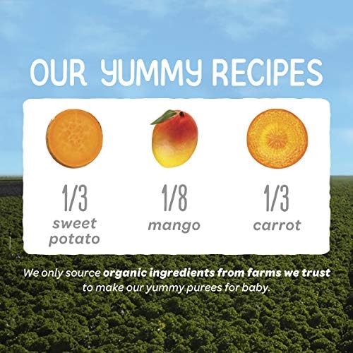 Happy Baby Organics Clearly Crafted Stage 2 Baby Food, Sweet Potatoes, Mangoes & Carrots, 4 Ounce Pouch (Pack of 16)