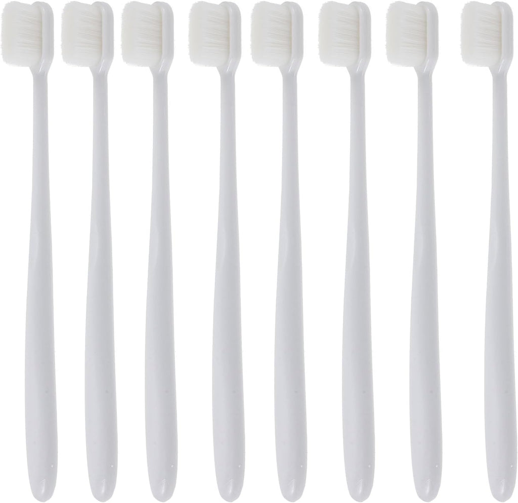 HOMSFOU Ultra Soft Bristle Toothbrush 8pcs Long Handle Toothbrush for Daily Use Gum Care Teeth Cleaning Tool for Adults Travel and Home Oral Hygiene