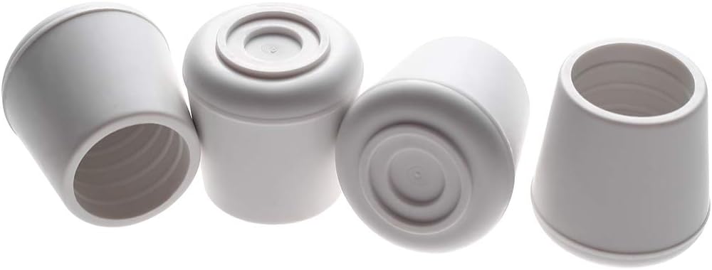 Furnigear Chair Leg Tips Caps Non-Slip Rubber Leg Tips 1-1/8” Inner Diameter Chair Leg Floor Protectors Round White, 8 Pack
