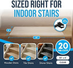 Clear Non Slip Stair Treads for Wooden Steps Indoor (20 Pack) - 30” x 6” Wide Transparent Peel and Stick Stair Treads Non Slip, Indoor Safety Strips for Wood Stairs, Stair Grips for Elderly and Pets