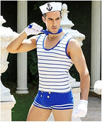 BlueSpace Men's Sailor Costume Sexy Cosplay Uniform Set Outfit Tie Role Play Costumes Lingerie for Halloween Party, Large