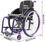 Sports and Leisure Wheelchair, Adult Self-propelled Lightweight Folding Aluminum Alloy Shock-Absorbing Wheelchair,Manual Chair,Quick Release Rear Wheels(B,Seat Width 42cm/16.5in)