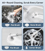 Electric Spin Scrubber, VEWIOR Cordless Shower Scrubber with 3 Adjustable Angle, Cleaning Brush with 2 Speeds 3 Replaceable Brush Heads for Bathroom Kitchen Tub