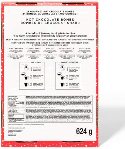 Bombombs, Hot Chocolate Bomb Gift Set, 5 Flavors in Colorful Wrappers; Fudge Brownie, Caramel Candy, S'Mores, Cookies & Cream, & Peppermint, Set of 24