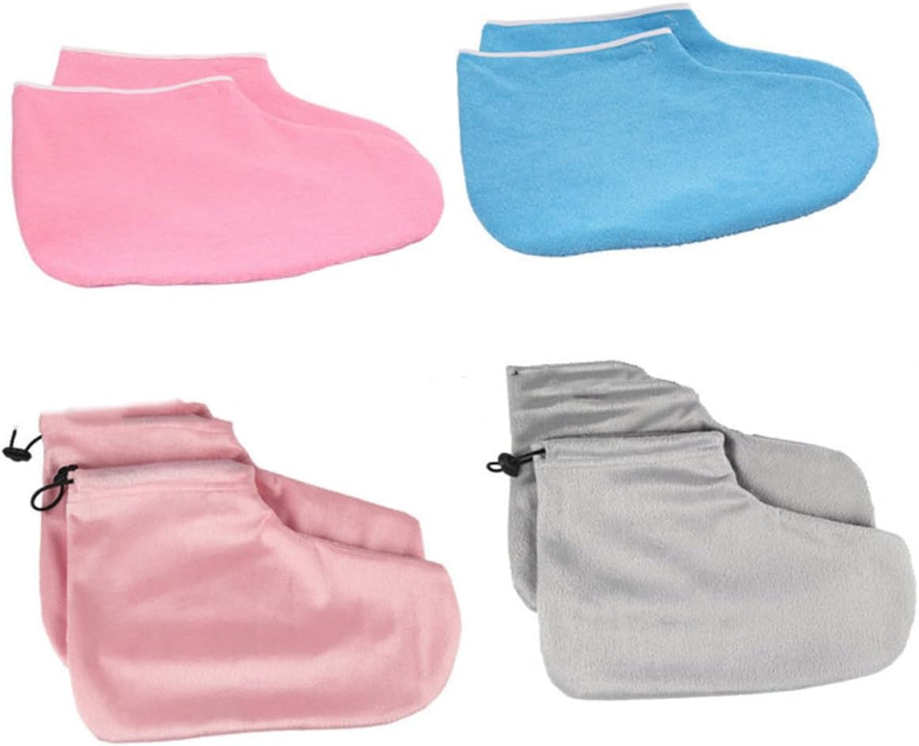Beaupretty Cotton Foot Strap Set for Beauty Salons 2 Pairs of Thermal Insulation Heat Retaining Foot Covers Elastic Light Pink Grey