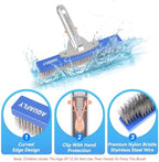 10-Inch Stainless Steel Pool Brush - Heavy Duty Pool Cleaning Brush for Concrete & Gunite Pools, Deep Cleaning Tool for Walls & Floors - Durable Wire Bristle Brush Head