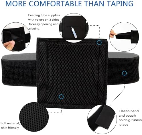 2PCS Breathable Feeding Tube Belt, Concealment and Comfortable Gastrostomy G Tube Accessories, Peritoneal Dialysis Belt with Mesh Sponge Pad Black Pd Belts Dialysis for Men Women Adults (Black S)