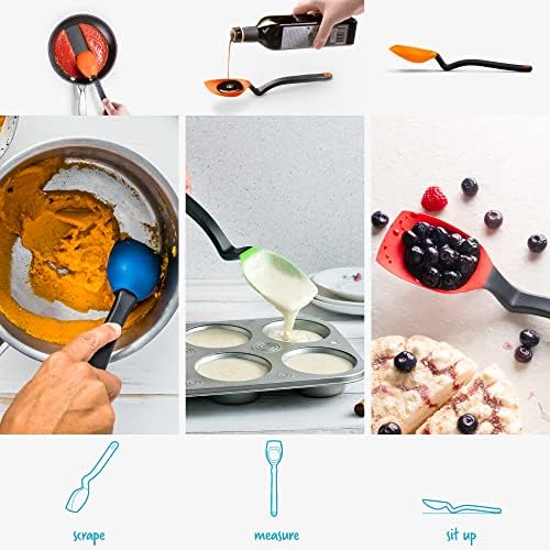 Dreamfarm Supoon Non-Stick Sit-Up Silicone Scraping, Serving, Cooking Spoon Measures 5ml Tsp & 15ml Tbsp - 11" Orange