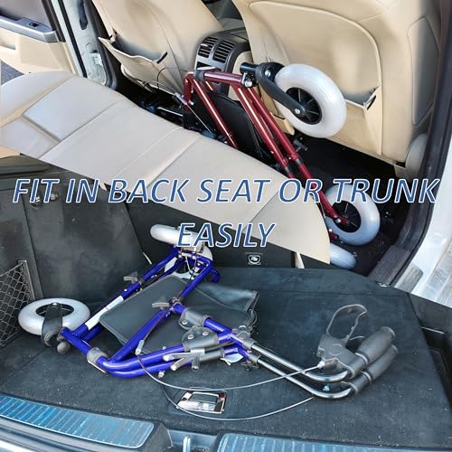 Freedom Lightweight Retractable 3 Wheel Walker with Balloon Tires, Rollator Walker for Seniors with Height Adjustable Handles with Loop Locking Brakes (Midnight Blue)