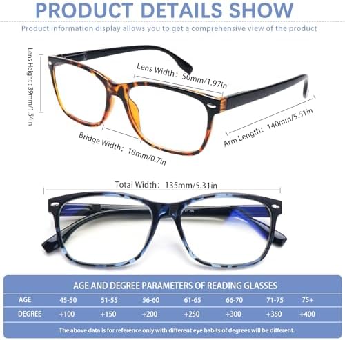 CLASAGA Progressive Multifocus Reading Glasses for Women, Pattern Print Blue Light Block Stylish Ladies Computer Readers