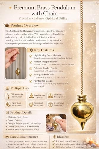 Gold Plated Brass Cone Pendulum Pot Chamber Reiki Wiccan Model for Professional Massager Dowsers, Vastu Experts, Crystal Therapy