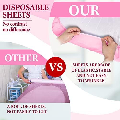 Mixweer 30 Pcs 39" x 87" Disposable Massage Table Sheets Fitted Non Woven Spa Bed Cover Bed Sheets Breathable Not Oil Proof Massage Table Protective Cover for Beauty Salon Facial Body(Pink)