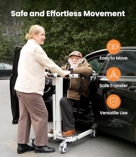 VOCIC Electric Transfer Lift for Car, Portable Folding Patient Lift Transfer Chair, Electric Assist Lift Aid for Seniors, Adults, AY06