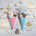 Yotelab Cone Cellophane Bags, 6.3x11.8 Inches 200 PCS Clear Cone Shaped Treat Bags with Twist Ties