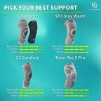 Vital Salveo S-Support 3D Bio-Dynamic Recovery Knee Sleeve – High-Impact Compression for Athletes, Stability & Training(1 Pair)/S