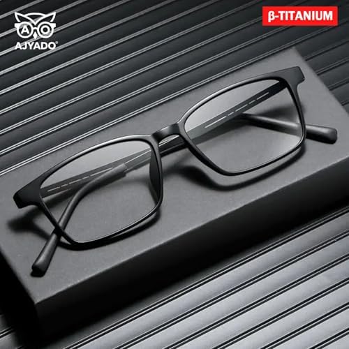 Ultralight TR90 Titanium Reading Glasses Men Women - Anti Blue Light Blocking Readers Square Frame (2PC Black Blue)