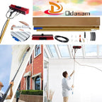 50FT Water Fed Pole Kit with Extendable Telescopic Aluminum Pole and Brush for Outdoor Window Cleaning Ideal for Solar Panel Cleaning and Washer Spray