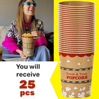 CUSINIUM 32 oz 25-Pack Kraft Popcorn Buckets - Large Popcorn Tubs