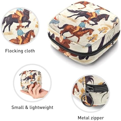 Wild Western Women Cowgirls with Horse Desert Sanitary Napkin Storage Bag, Tampons Collect Holder Purse, First Period Kit for Girls Women, Pad Bag for Period for School