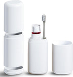 AIMAIAIMAI Travel Toothbrush Case with Cup, White - Toothbrush and Toothpaste Travel Case, Doubles as Dorm Toothbrush Holder, Detachable Base, Compact Toothbrush Covers for Camping, Business Trip