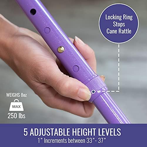 HealthSmart Folding Walking Stick, Soft Comfort Grip Collapsible Walking Stick, Adjustable Folding Walking Cane, FSA HSA Eligible, Lavender