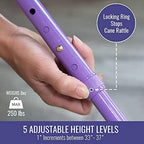 HealthSmart Folding Walking Stick, Soft Comfort Grip Collapsible Walking Stick, Adjustable Folding Walking Cane, FSA HSA Eligible, Lavender