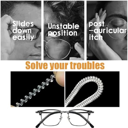 Soft Silicone Eyeglasses Retainers,Comfortable ElasticAnti Slip Temple Grips Eyeglasses Temple Tips Sleeve,8 PCS