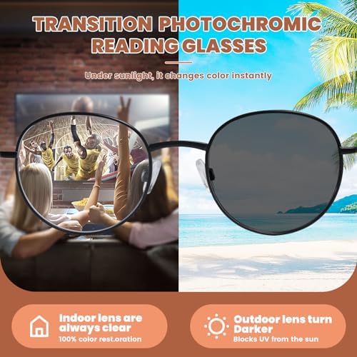Progressive Reading Glasses Men Women Blue Light Blocking Photochromic Multifocus Reader Transition Sunglasses