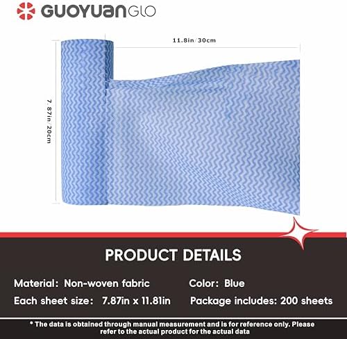 Disposable Cleaning Cloths Roll Disposable Dish Cloth Multi-Purpose Heavy Duty Paper Towels-200 Sheets,Blue