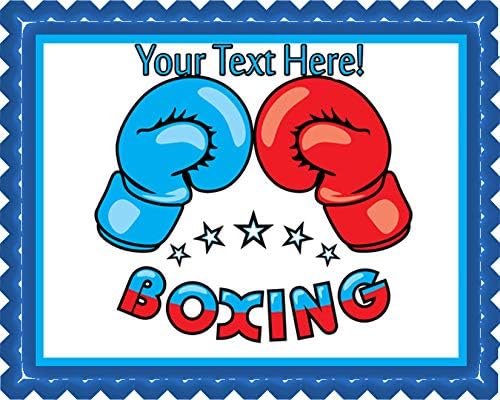 Boxing Gloves - Edible Cake Topper - 7.5" x 10" (1/4 sheet) rectangular