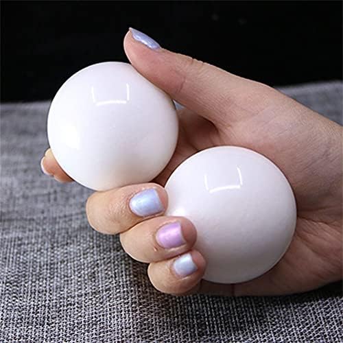 GEBSKI 1Pair 50mm Natural Jade Baoding Ball Fitness Handball Quartz Sphere Relaxation Hand Wrist Exercise Stone,Only Box (Color : White Jade)