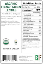 Organic French Green Lentils Whole Raw, High Fiber Non-GMO-Bulk (5LB)