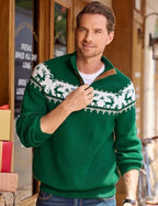 JMIERR Men's Cable Knit Pullover Sweater Casual Long Sleeve Stand Collar Button Knitted Sweaters
