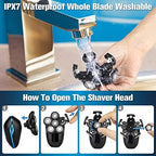 Head Shaver for Bald Men,6-in-1 Electric Shaver for Bald Head 6D Wet/Dry Waterproof Mens Electric Razor Head Shavers Mens Grooming Kit Cordless Rechargeable Face Head Shaving Rotary Shavers