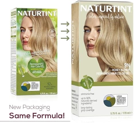 Naturtint Permanent Hair Color, 9N Honey Blonde, Plant Enriched, Ammonia Free, Long Lasting Gray Coverage and Radiante Color, Nourishment and Protection